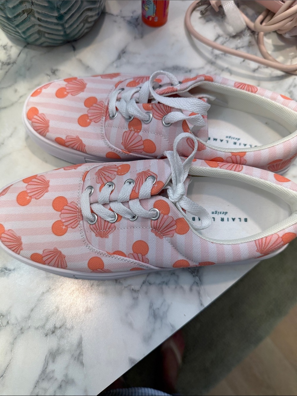 Disney Pink & Coral Shell Print Canvas Sneakers